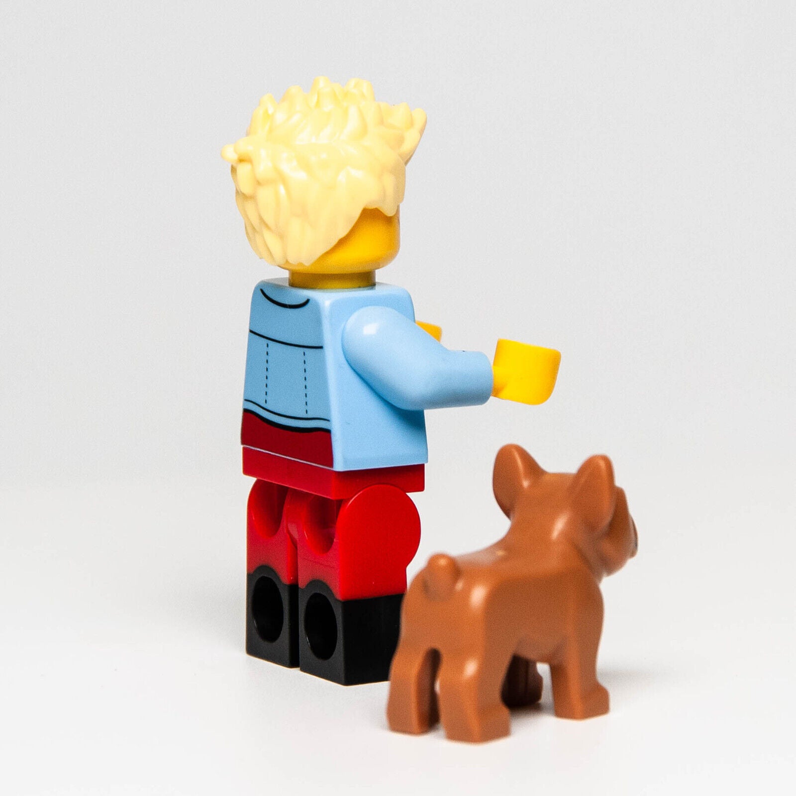 New Lego BAM 2023 Male Denim Jacket Minifigure w/ French Bulldog (cty - StudBee